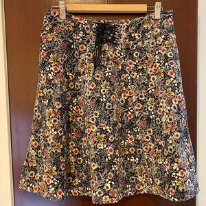 Anthropologie Edme & Esyllte Autumn Floral Corduroy Skirt Size 8